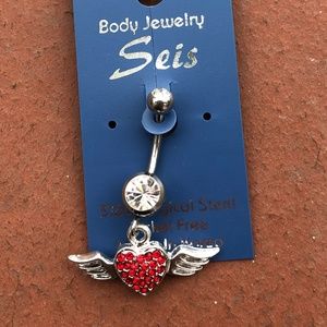 Winged Heart Belly Button ring